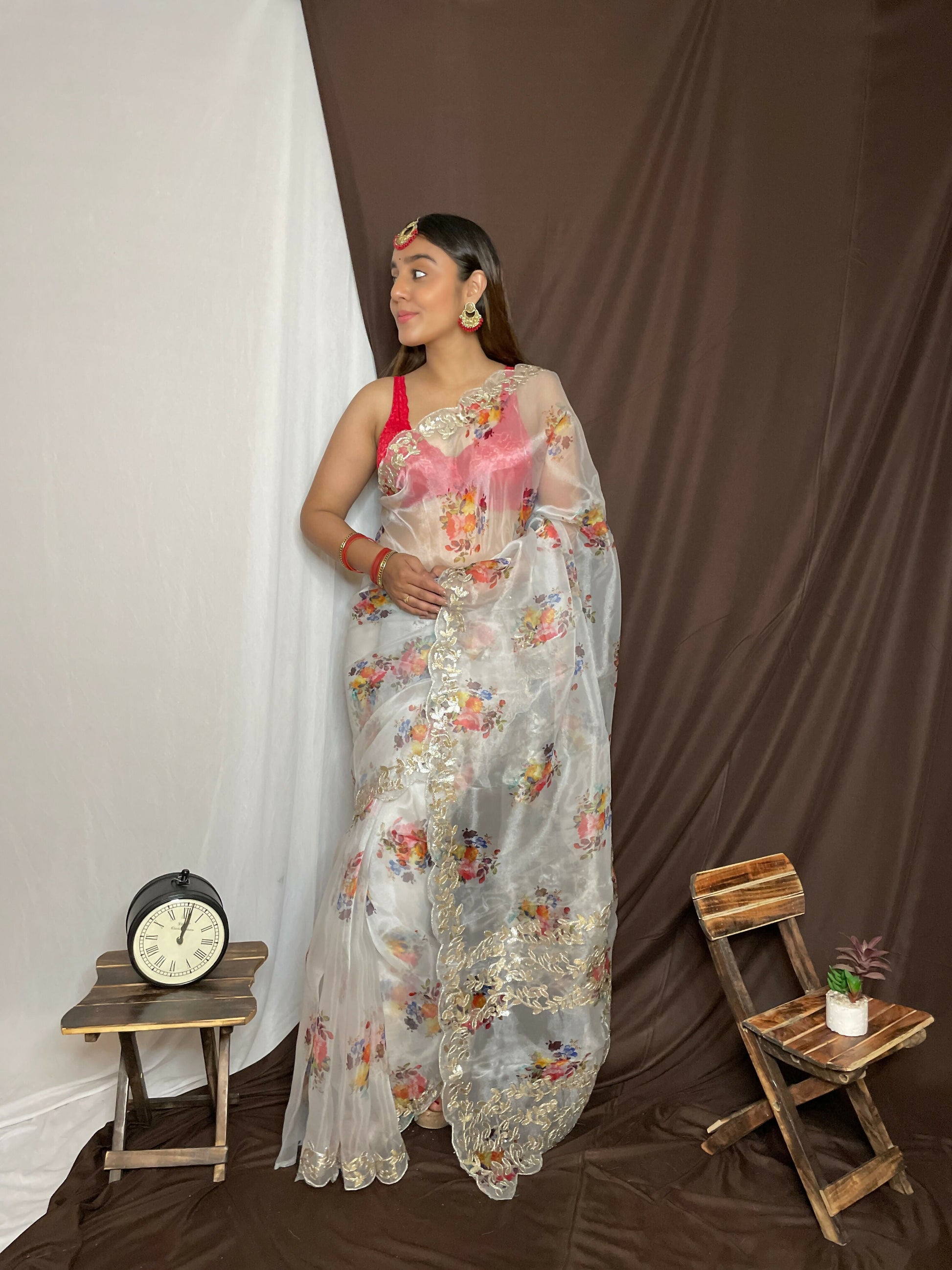 Vamsee Yashodha Yellow Organza Saree - Swadesiicart