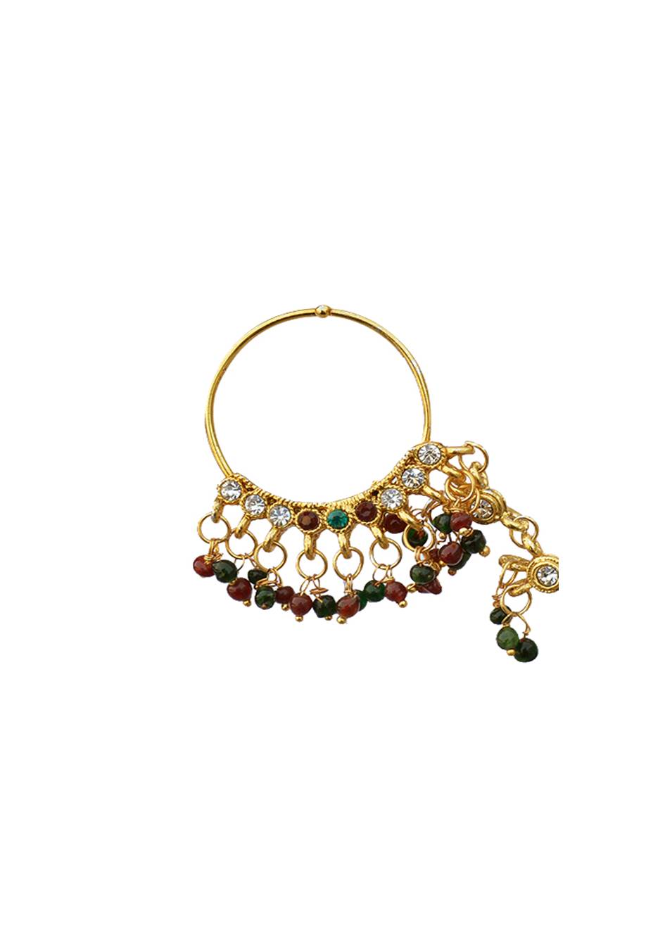 Gold-Polished Alloy Traditional Multi Colour Nath - The Pari | Swadesiicart