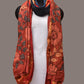 Navy and Red Bandhani Kanchipuram Silk Handloom Dupatta with Kalamkari Design - Global Threads | Swadesiicart