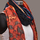 Navy and Red Bandhani Kanchipuram Silk Handloom Dupatta with Kalamkari Design - Global Threads | Swadesiicart