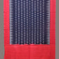 Navy and Red Pochamaplly Ikat Cotton Handloom Dupatta with Temple Border Design - Global Threads | Swadesiicart