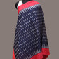Navy and Red Pochamaplly Ikat Cotton Handloom Dupatta with Temple Border Design - Global Threads | Swadesiicart