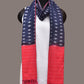 Navy and Red Pochamaplly Ikat Cotton Handloom Dupatta with Temple Border Design - Global Threads | Swadesiicart