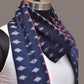Navy and Red Pochamaplly Ikat Cotton Handloom Dupatta with Temple Border Design - Global Threads | Swadesiicart