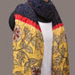 Navy Bandhani Kanchipuram Silk Handloom Dupatta with Kalamkari Design - Global Threads | Swadesiicart