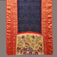 Navy Bandhani Kanchipuram Silk Handloom Dupatta with Kalamkari Design - Global Threads | Swadesiicart