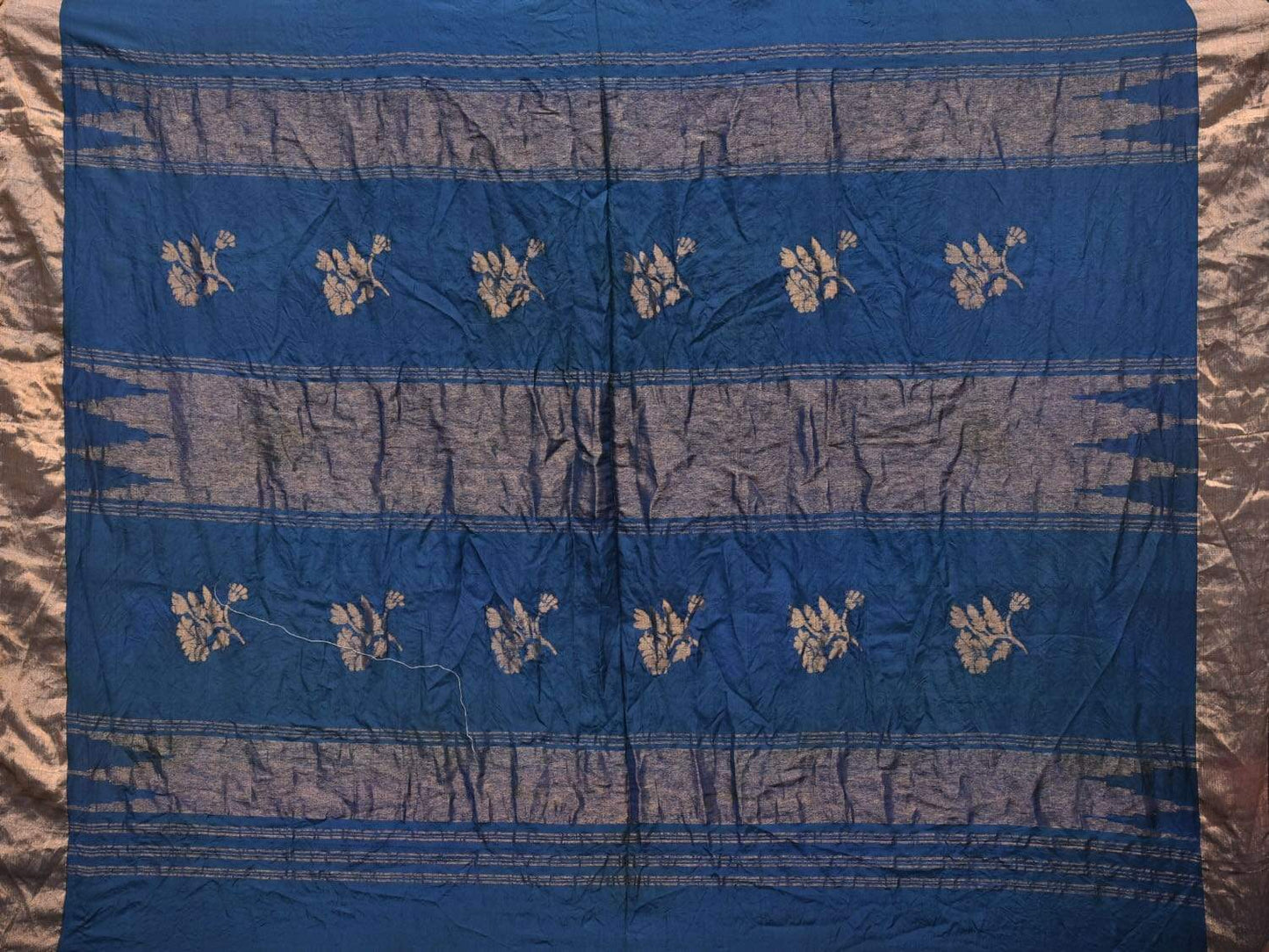 Navy Bandhani Uppada Silk Handloom Saree with Nilambari Buta Design - Global Threads | Swadesiicart