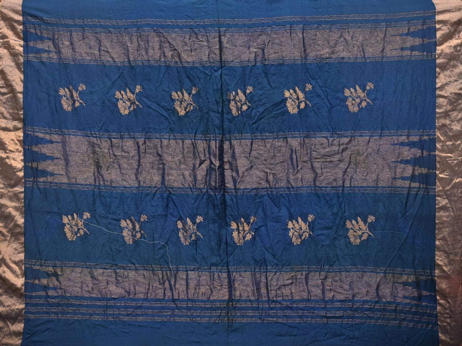 Navy Bandhani Uppada Silk Handloom Saree with Nilambari Buta Design - Global Threads | Swadesiicart