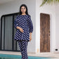 Yufta Navy Blue Polka Dot Print Top And Trouser Co Ord Set - Swadesiicart