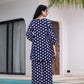 Yufta Navy Blue Polka Dot Print Top And Trouser Co Ord Set - Swadesiicart
