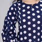 Yufta Navy Blue Polka Dot Print Top And Trouser Co Ord Set - Swadesiicart