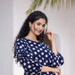Yufta Navy Blue Polka Dot Print Top And Trouser Co Ord Set - Swadesiicart