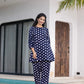 Yufta Navy Blue Polka Dot Print Top And Trouser Co Ord Set - Swadesiicart