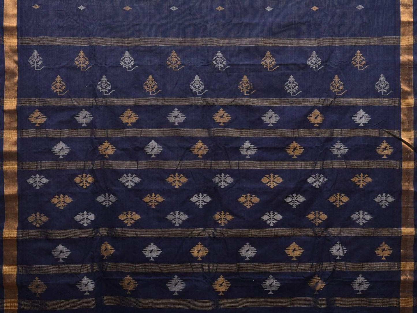 Navy Uppada Cotton Handloom Saree with Assorted Buta Pallu Design - Global Threads | Swadesiicart