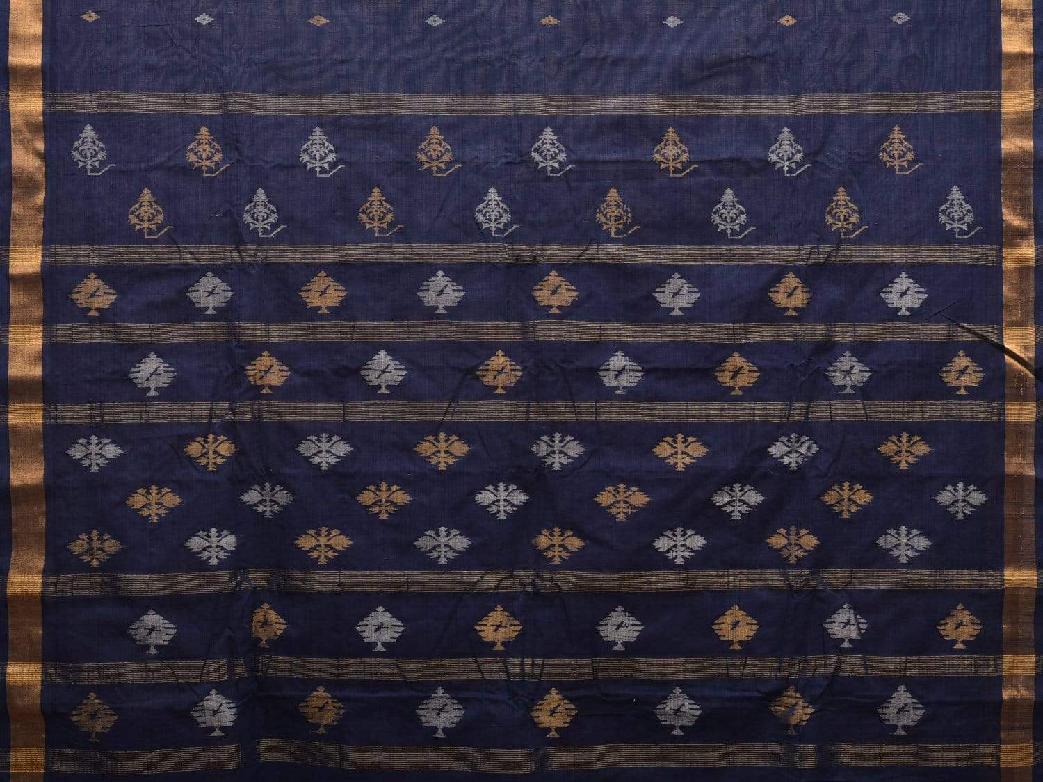 Navy Uppada Cotton Handloom Saree with Assorted Buta Pallu Design - Global Threads | Swadesiicart