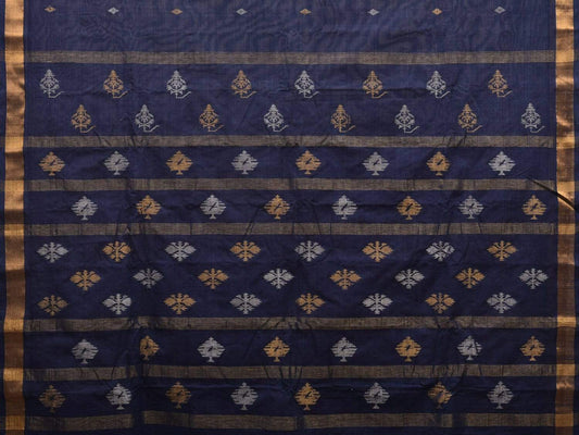 Navy Uppada Cotton Handloom Saree with Assorted Buta Pallu Design - Global Threads | Swadesiicart