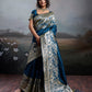 Anaita Navy Silk Blend Woven Saree With Blouse