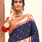Anaita Navy Silk Saree With Blouse Piece