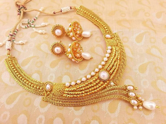 White Kemp Designer Bridal Necklace Set