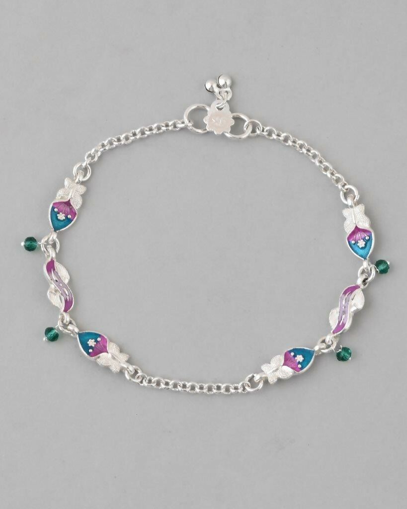 VOJ Set of 2 Stone Studded Mutli Color Designer Anklet - Swadesiicart