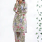 Breathables Women’S Loungewear Long Kurta Co-Ord Set Cotton Cream Floral Print