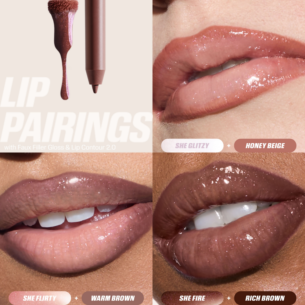 Huda Beauty Icy Nude Faux Filler Lip Gloss - She Fire | Swadesiicart