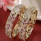 NVR Women's Set of 2 Gold-Polished American Diamond Emblished Handcrafted Bangles - Swadesiicart