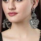 NVR Women's Silver-Plated Oxidised Contemporary Drop Earrings | Swadesiicart