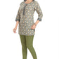 Snehal Creations Pretty Pastle Variyali Green Rayon Short Kurti Tunic Top - Swadesiicart