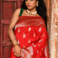 Joban Fashion Red Handwoven & Zari Work Soft Pure Handloom Banarasi Silk Saree | Swadesiicart