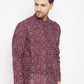 Even Apparels Maroon Pure Cotton Men's Kurta With Slit Neckline | Swadesiicart