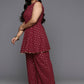 Ahalyaa Women's Traditional Wear Co-ords - Maroon - Swadesiicart