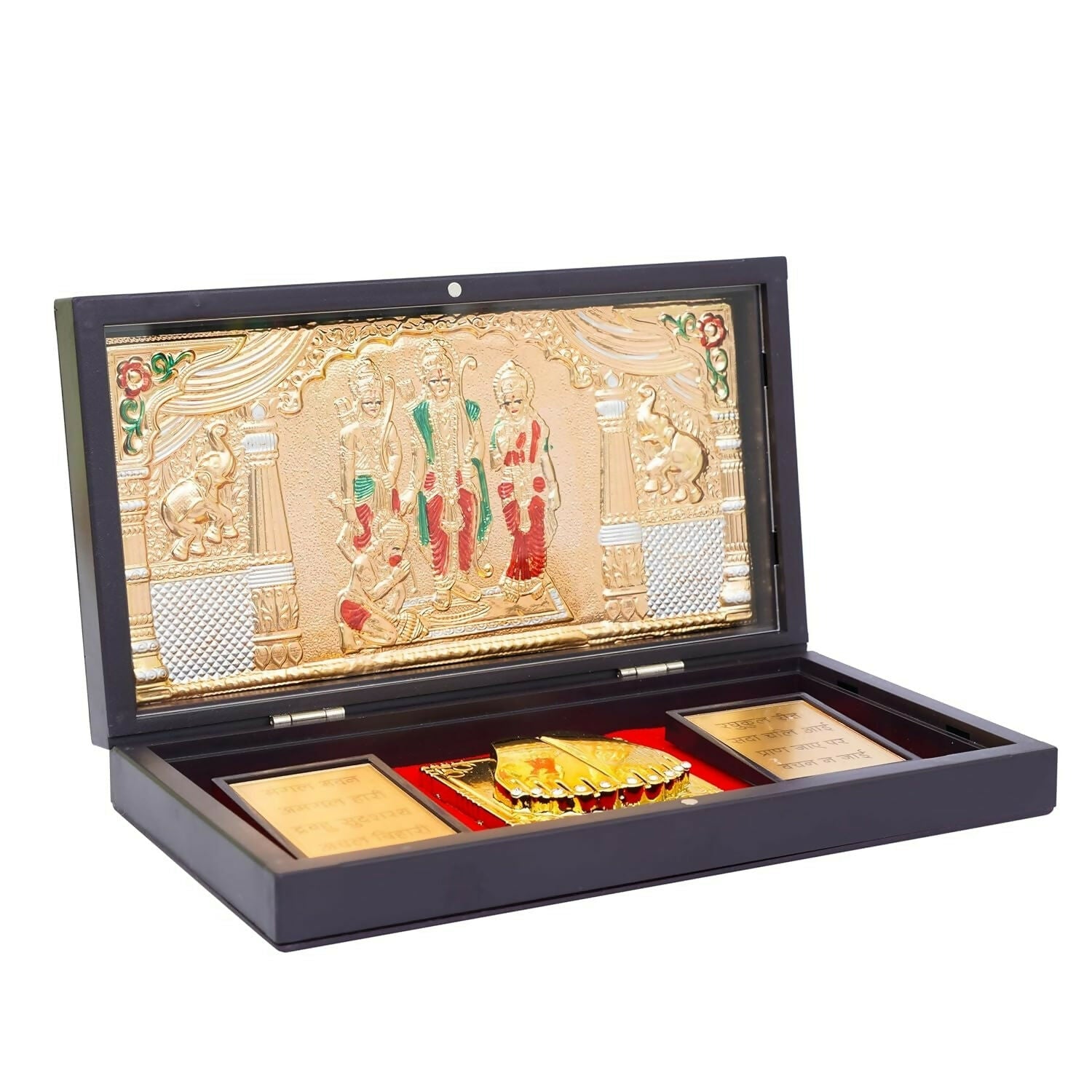 Naitik Creation Lord Ram Darbar Gold-Polished Photo Frame With Charan Paduka - Swadesiicart