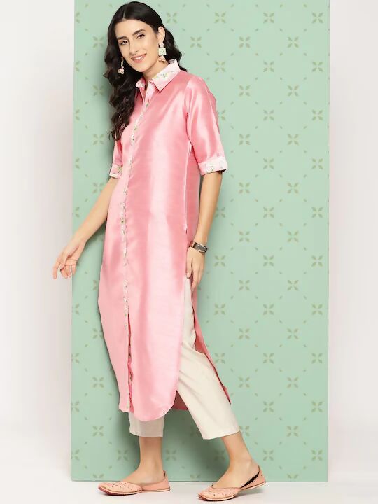 Ahalyaa Women's Traditional wear Kurta - Pink | Swadesiicart