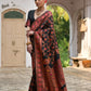 Vishnu Weaves Women's Black Silk Woven Saree with Blouse - Swadesiicart