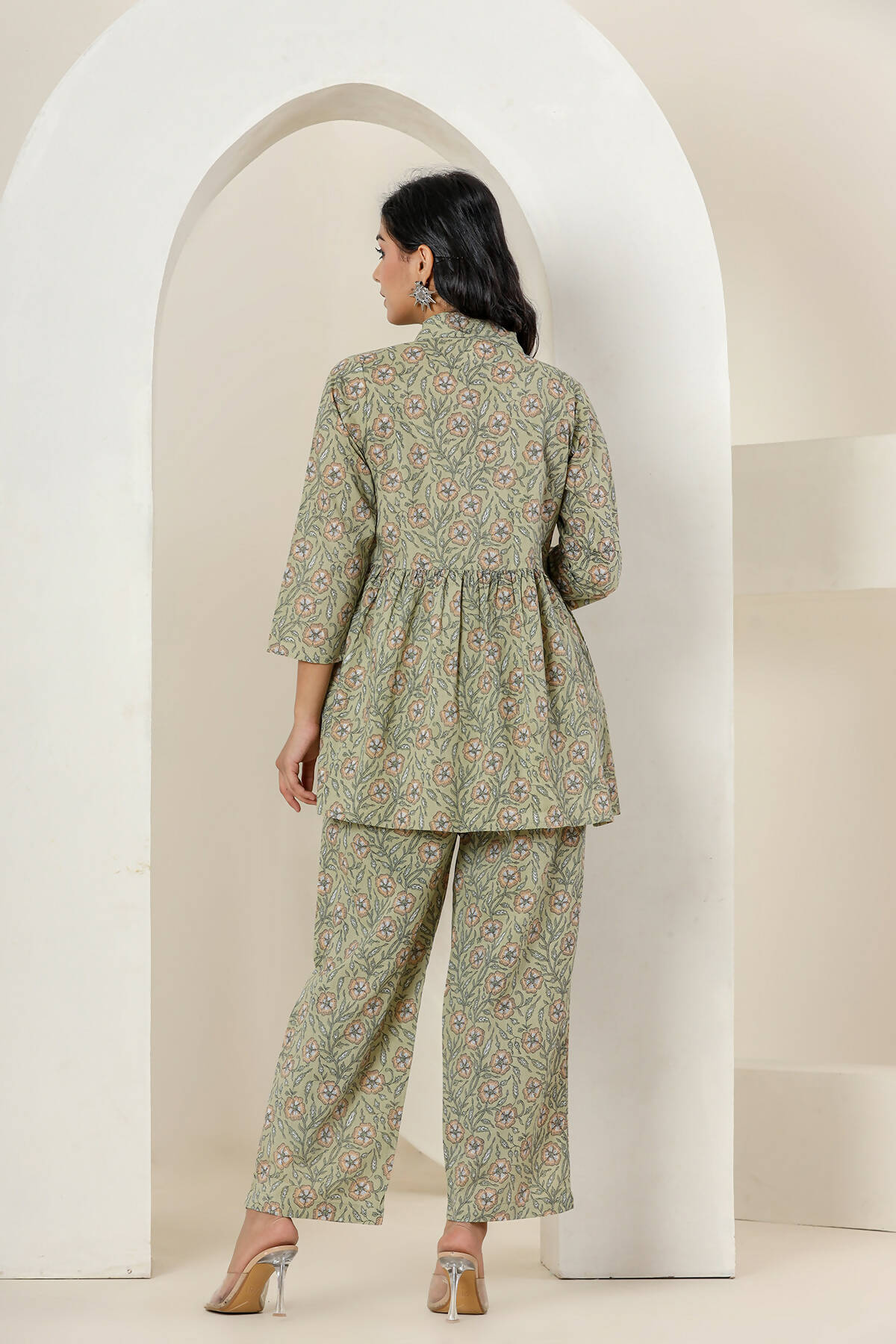 Kaajh Women's Green Printed Cotton Co-ord Set - Swadesiicart