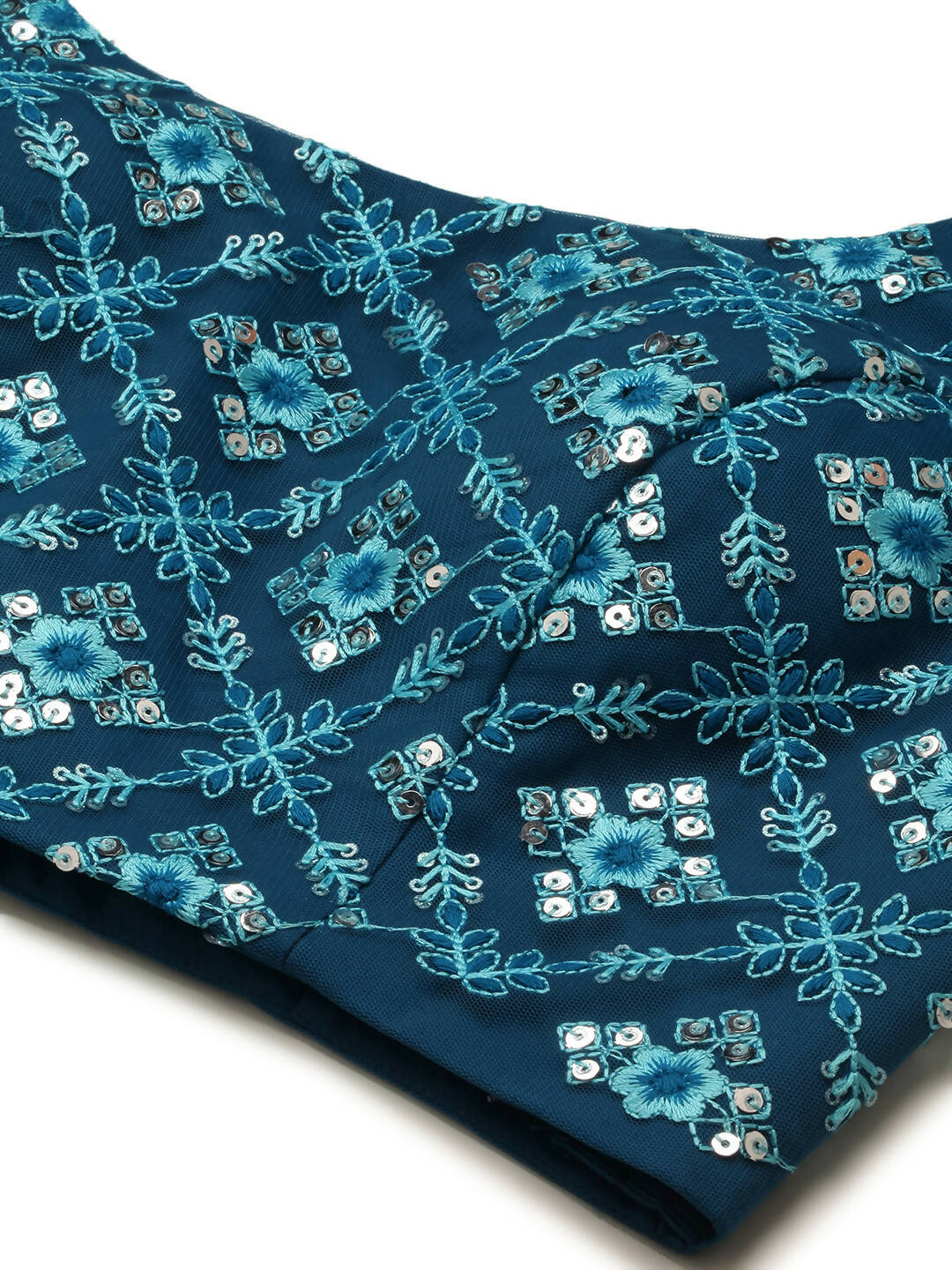 House of Panchhi Teal Net Sequinse Work Lehenga & Blouse, Dupatta | Swadesiicart