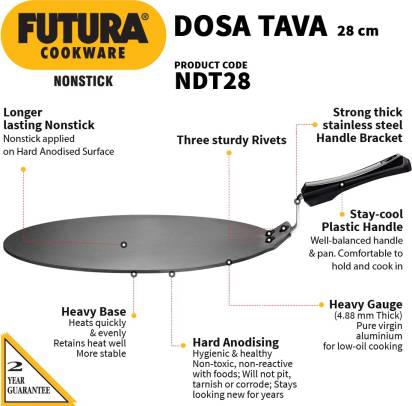 Hawkins Futura Non-stick Dosa Tava 28 cm Diameter (NDT28) - Swadesiicart