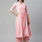 Ahalyaa Womens Pink Pure Cotton Printed Kurta Palazzo Set | Swadesiicart