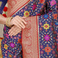 Jyoti Fashion Women's Navy Blue Patola Silk Zari Woven Saree with Blouse | Swadesiicart