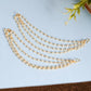 NVR Pearl Studded Classic Gold-Polished 4 Line Ear Chain Ear Cuff | Swadesiicart
