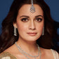 Priyaasi Women Eternal Moondust - American Diamond Silver Plated Leaf Layered Jewellery Set - Noz2Toz