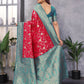 Joban Fashion Banarasi Red Woven Soft Silk Saree | Swadesiicart