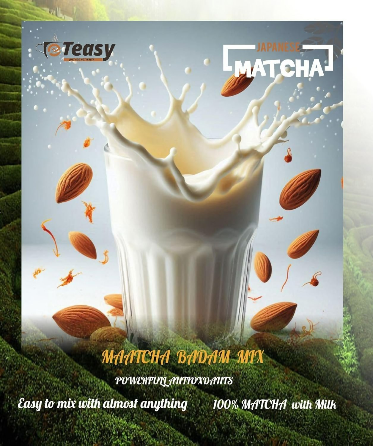 Eteasy Matcha Badam Honey Mix Milk Drink Kashmiri Kesar Saffron Mix Powder | Swadesiicart