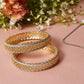 Gold-Polished Alloy American Diamond Broad Bangle Set - The Pari - Swadesiicart