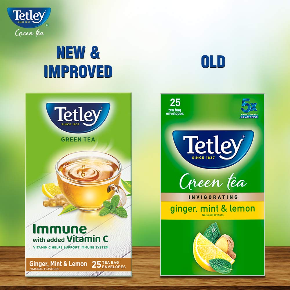 Tetley Green Tea Ginger, Mint and Lemon Tea Bags | Swadesiicart
