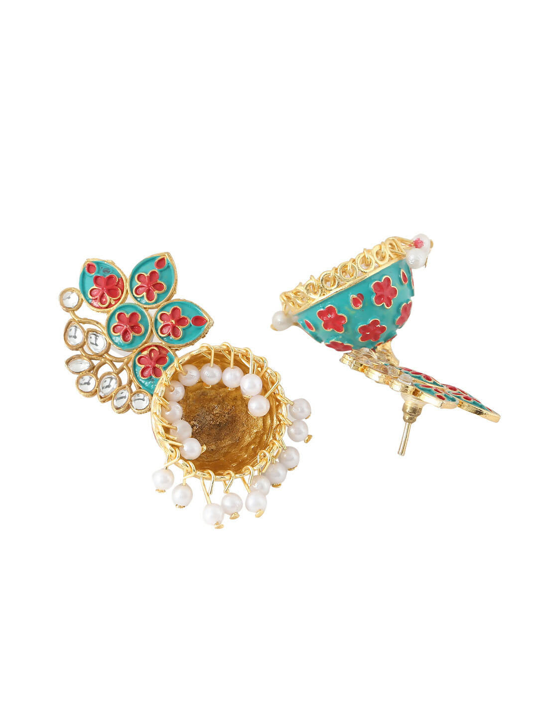 NVR Women Green Dome Shaped Jhumka Earrings | Swadesiicart