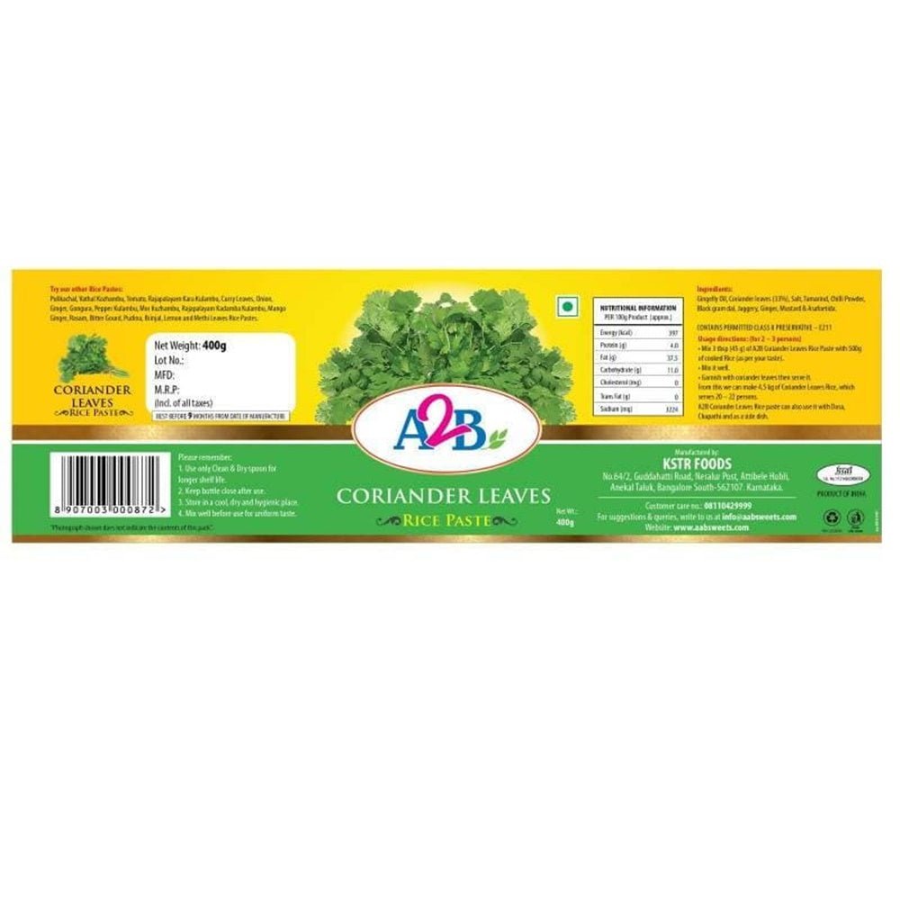 A2B - Adyar Ananda Bhavan Madurai Coriander Leaves Rice Paste - Swadesiicart