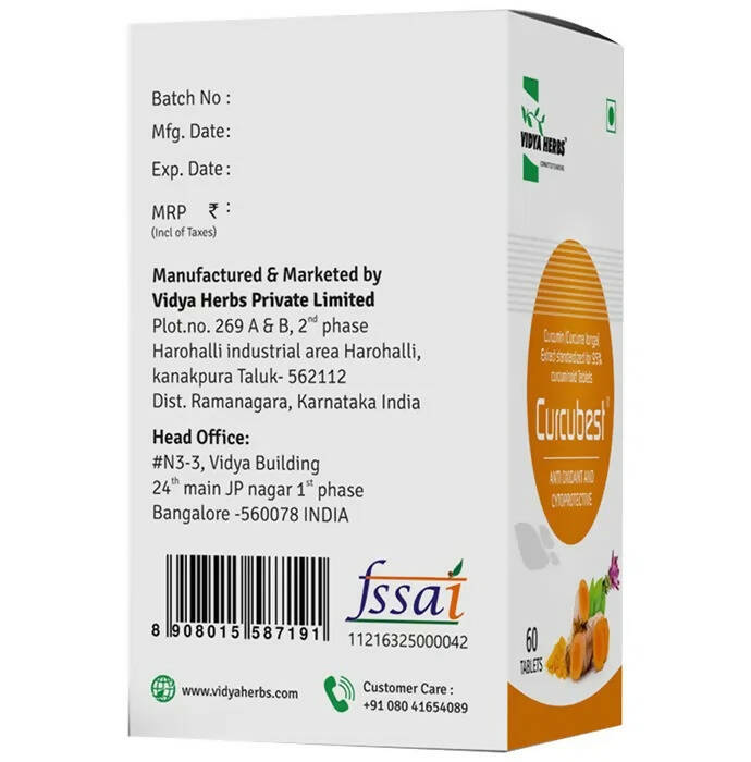 Vidya Herbs Curcubest Tablet - Swadesiicart