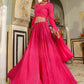 Janasya Pink Georgette Foil Print Lehenga Choli Dupatta | Swadesiicart
